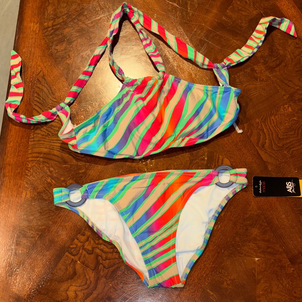 ABS Allen Schwartz Multicolor Striped Bikini